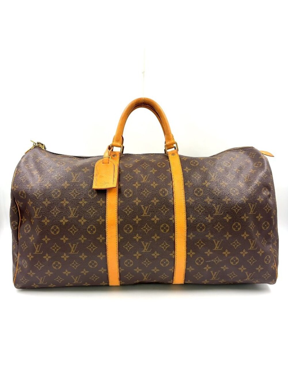 Louis Vuitton Keepall 60 Monogram Leather Brown Boston Bag Gold